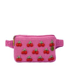 The Sak Caraway Small Belt Bag - |Hand Crochet - Pink Cherries| Embellished Belt, The Sak, Belt Bag, Hand Crochet, Adjustable Straps, Cherry, Zip Pockets, Let It Be, My Style