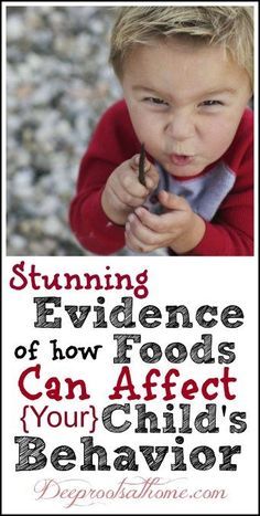 a young boy holding a pen and looking at the camera with text overlay that reads stumping evidence of how foods can affects your child's behavior