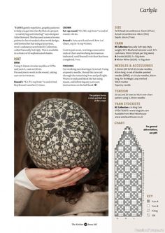 an article in the knitting book shows a woman's head with her hands on top of it