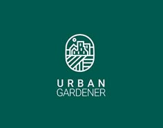 the urban gardener logo is shown on a dark green background, with white letters that read urban