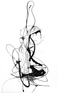 a black and white photo of an abstract painting