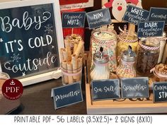 baby's it's cold outside sign and other items for sale at a store