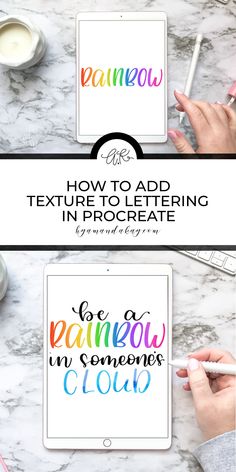 two photos with the text how to add texture to lettering in adobe