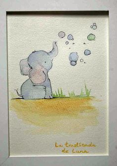 an elephant is blowing bubbles in the air while sitting on the ground with its trunk up