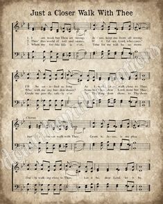 sheet music with the words just a close walk with thee