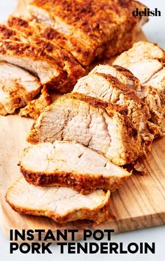 sliced pork roast on a cutting board