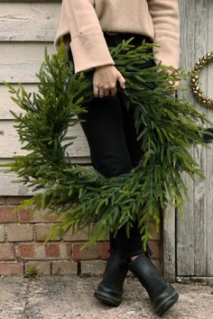 Faux Norfolk Pine Wreath Faux Wreath, Norfolk Pine, Holiday Greenery, Christmas Decorations Wreaths, Ribbon Decorations, Christmas Door Wreaths, Pine Wreath, Faux Flower Arrangements, Artificial Foliage