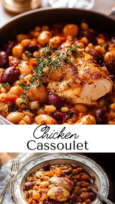 Perfectly suited for fall and winter, this chicken cassoulet brings together tender chicken, white beans, and a medley of herbs for a truly comforting meal. With minimal prep, this one-pot dish is both hearty and flavorful, making it a must-try recipe for cool weather. Gather around and enjoy the delicious warmth of cassoulet! Chicken Cassoulet Recipe, Chicken Cassoulet, Cassoulet Recipe, Chicken Main Dish Recipes, Hearty Chicken, Winter Dinner, Comfort Dishes, Chicken Main Dishes, Tender Chicken