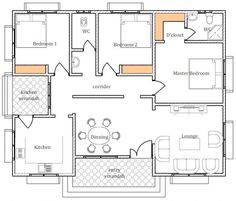 the floor plan for a two bedroom apartment with an attached kitchen and living room area