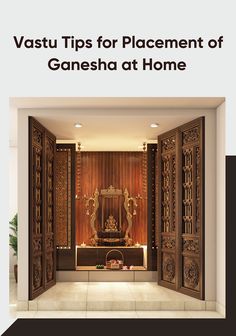 ganpati murti placement at home-vastu tips Pooja Room Entrance Design, Pooja Room Decoration Ideas, Pooja Room Decoration, Pooja Area, Ganpati Murti, Entrance Idea, Temple Room, Ganesha Chaturthi