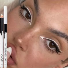 White Eyeliner Pencil, Khol Eyeliner, Color Eyeliner, Mekap Mata, 20 Makeup, Eye Makeup Cosmetics, Swag Makeup, White Eyeliner, Smink Inspiration