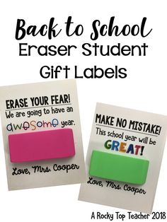 back to school eraser student gift labels