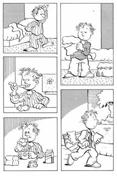 the comic strip shows two children playing with toys and one is holding a teddy bear