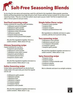 a poster with instructions on how to use salt - free seasoning blends