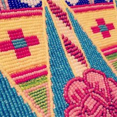 a close up view of bead work