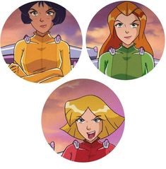 three cartoon characters are shown in four different circles, each with their own avatars