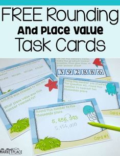 the free rounding and place value task cards are great for kids to practice number recognition