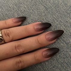 Dark French Nails Tips, Oval Shaped Ombre Nails, Brown To Black Nails, Black And Clear Ombre Nails, Cool Black Acrylic Nails, Classy Nails That Go With Everything, Black Long Oval Nails, Smokey Ombre Nails, Sns Dipping Powder Nails Matte