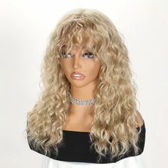 New! The Price Is Firm. 18 Inch Long. Adjustable Cap Wig. Hight Quality Human Hair Blend Wig. Half Human Hair Half Heat Resistant Synthetic! The Blonde Color As The Picture Showed. It’s Full And Natural. Curly Wavywig With Bangs, Loose Wavy Wig, Wavy Bang. Silky Texture, Soft And Comfortable Blonde Wigs With Bangs, Blonde Curly Wig, Wavy Bangs, Blend Wig, Wig Wavy, 1920s Headpiece, Halo Hair Extensions, Wavy Wig, Silky Texture