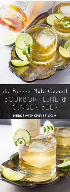 the bourbon lime and ginger beer is served in glasses