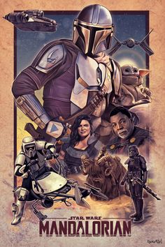 the poster for star wars, which features characters from various films and shows them in different costumes