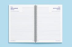 a spiral notebook with the words free digital notebooks on it and an empty page next to it