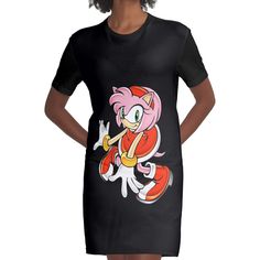 Loose and casual fit jersey t-shirt dress. Printed polyester blend front panel, solid color 100% cotton back/sleeves/rib. Size range XS-2XL. Amy Rose - Sonic Amy Rose, Dress For Sale, Casual Fit, Casual Fits, Jersey T Shirt, T Shirt Dress, Sonic, Dresses For Sale, Designer Dresses