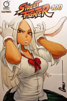 the cover to street fighter 4, featuring an image of a woman with long white hair