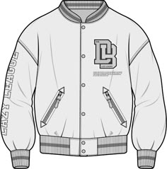 a white jacket with the letter d on it