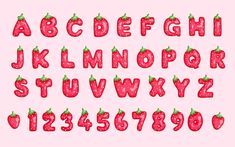 the letters and numbers are made up of strawberries