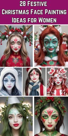 Christmas Face Painting, Festive Christmas, Face Painting, Festival, Makeup, Christmas, Make Up