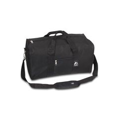 a black duffel bag on a white background