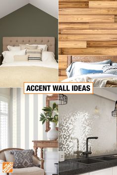 four different pictures with the words accent wall ideas