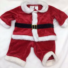 Santa Claus  2 Piece Suit  Costume  Red White  Top & Bottom  Cotton Poly Boys  3-6 Months  Miniwear Smoke Free Home Santa Claus Suit, Suit Costume, Santa Outfit, Boy Cuts, 2 Piece Suit, White Top, White Tops, Baby Boy Outfits, 6 Months