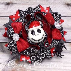 Jack Skellington 3" MINI stacked boutique bow, the Nightmare Before Christmas, Tim Burton inspired, hair bow, girl's hair accessory, girly things, bow, Halloween , Jack Skellington Christmas Cheer Bows, Bow Template Svg, Bat Bow, Halloween Jack Skellington