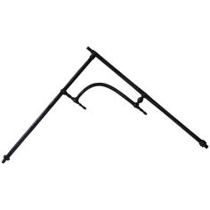 a black metal rack with two hooks on it