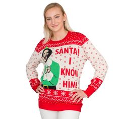 Women S Elf Buddy Santa I Know Him Ugly Christmas Sweater Easy 30 day return policy Elf Buddy, Santa I Know Him, Movie Outfits, Work Christmas Party, Elf Movie, Christmas Sweater Party, Christmas Guide, Christmas Sweaters For Women, Christmas Sweater Men