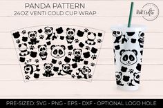 panda pattern cup wrapper and tumbler for cold drinks or beverages with matching designs