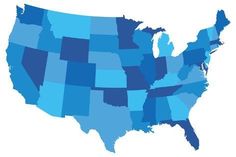 a map of the united states in blue