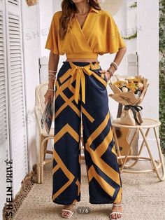 Palazzo Pant And Top Set, Pallazo Outfit, Colorful Crop Tops, High Waist Wide Leg Pants, Stay With Me, Wrap Crop Tops, Printed Wide Leg Pants, Pantalon Large, Short Sleeve Cropped Top