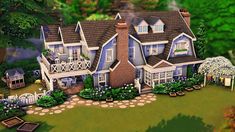 Sims 4 Large Cottage House, Sims 4 Base Game Farmhouse, Sims 4 Base Game House Cottage, Sims 4 Big Cottage, Sims 4 Farmhouse, Sims 4 Base Game House Download, Bay House Plans, Die Sims 4, Sims 4 Family