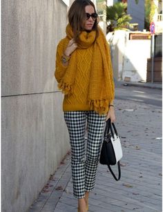 Mustard Pants Outfit, Checkered Pants Outfit, Plaid Pants Outfit, Mustard Pants, Spring Work Outfits