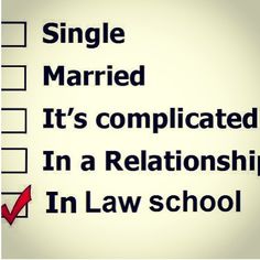 a sign that says single married it's complicated in a relationship in law school