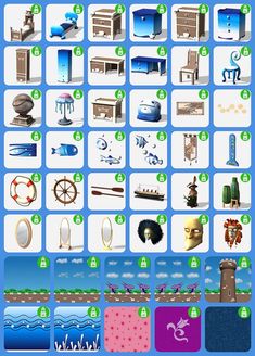 an image of different types of furniture in the game avatars and their names are shown below