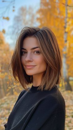 Amazing shoulder for women | Trendy hairstyle ideas | Easy hairstyle ideas Medium Length Hair With Layers Not Styled, Medium Hair Ideas For Women, Straight Mid Length Haircuts, Low Maintenance Haircut Fine Hair, Short Mid Length Haircut, Just Above Shoulder Length Hair Haircuts, Short Effortless Haircuts, No Styling Haircut Mid Length, Short To Mid Length Haircuts For Women