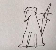 a drawing of a dog sitting on top of a white paper with the word love written in it