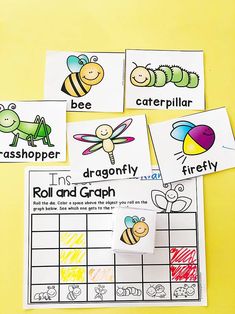 four bee and insect activities for kids to do with their own name, numbers, and pictures