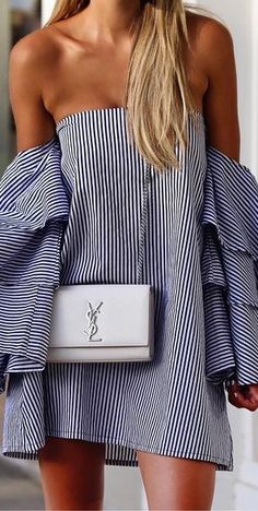 YSL Pinterest Closet, Street Styles, Look Cool, Elegant Fashion, Sleeve Dress, Off Shoulder Dress, Dresses For Sale, Insta Fashion, Strapless Dress