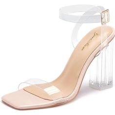 Genshuo Clear Chunky Block Heels For Women Transparent Square Toe, Ankle Strap Sandals 4 Inch Open Toe Strappy High Heeld Dress Party Holiday Shoes Nude Size 6 New Ltem Details Of The Product Material Of The Sole: Rubber Exterior Material: Polyurethane (Pu) Type Of Closure: Buckle About This Article: (Thick Transparent Heels): Transparent Sandals With Square Heels Meal Approximately 3.9 Inches (Approximately 4 Inches). Design Of Transparent Heels With Transparent Straps: This Thick Sandal Featur Bridesmaids Shoes Clear, Pink Clear Heels, Transparent Heels Sandals, Heels Transparent, Transparent Sandals, Clear High Heels, High Heels Classy, Clear Block Heels, Square Heels