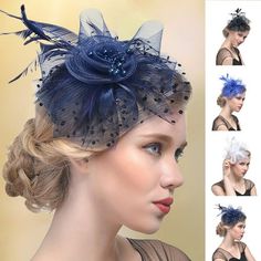 Description: The combination of mesh and flower makes you more mysterious and exudes your charm. Feathers are used as ornaments to embellish and make you more elegant and noble. You will get a stunning and elegant outlook when you wear this headwear to take part in wedding or party. This sassy fascinator gives a nod to vintage style with net yarn and flighty feathers. With its classic mesh shape and elegant look, it will be your go-to fascinator for the season. The length of headwear is about 29cm, the width is about 24cm, the height is about 3cm. Beautiful, timeless, classy and elegant black vintage inspired feather Fascinator hat is suitable for as a wedding Fascinator, tea party hat, Cocktail hat or any special occasion. Item Name: Fascinator Hat Material: Net Yarn,Feather Style: Elegan Top Hats For Women, Wedding Tea Party, Wedding Headwear, Hat Flower, Glamour Vintage, Black Fascinator, Fascinator Hairstyles, Feather Hair Clips, Feather Wedding